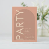 Arch Terracotta Pampas Boho Wüste Coral Wedding Begleitkarte (Stehend Vorderseite)