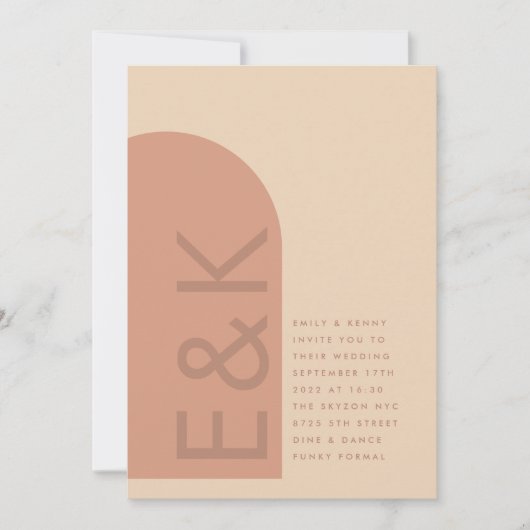 Arch Terracotta Pampas Boho Wüste Coral Wedding Einladung (Vorderseite)