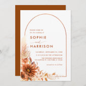 Arch Terracotta Pampas Grass in einer Hochzeit Einladung (Vorne/Hinten)