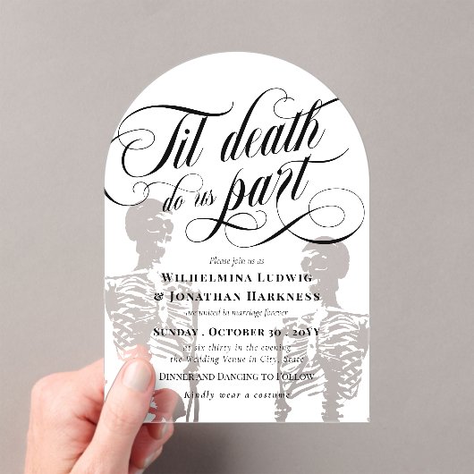 Arch Til Death Do us Part Skeletts Hochzeit Acryleinladungen (Insitu (Handheld))