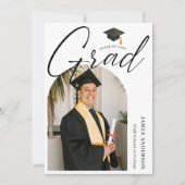 Arch Trendy Modern Script Photo Graduation Party Einladung (Vorderseite)