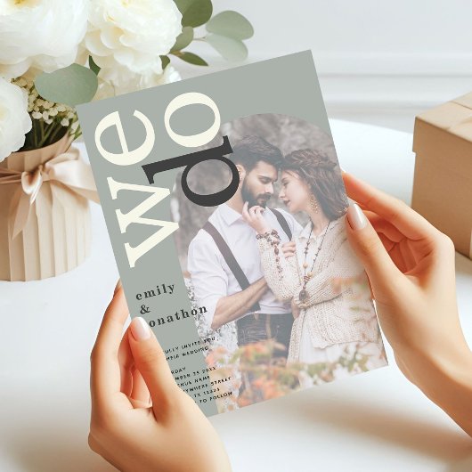 Arch Typografy Foto Overlay Page Grüne Hochzeit Einladung