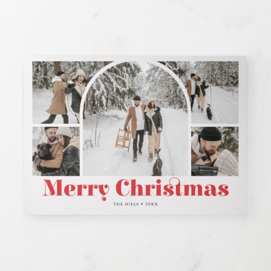 Arch Vintag Frohe Weihnachten Elfenbein Foto Tri-F Dreifach Gefaltete Urlaubskarte (Cover)