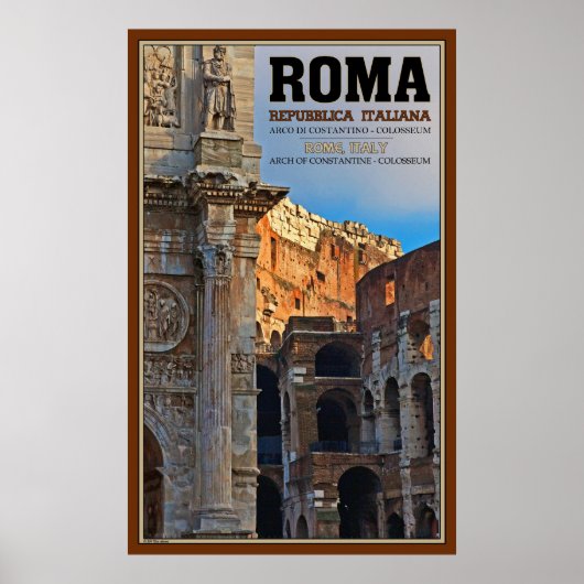 Arch von Konstantine und das Kolosseum Poster (Vorne)