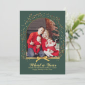 Arch Was für ein Jahr Gold Bow Multi-Foto Weihnach Karte (Stehend Vorderseite)