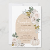 Arch White Boho Pumpkin Baby Dusche Einladung (Vorderseite)