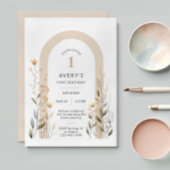 Arch Wildblume Erster Geburtstag Einladung