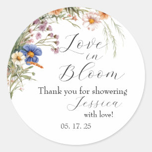 Arch Wildblume "Liebe in Bloom" Brautparty Invi Runder Aufkleber