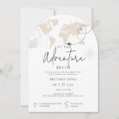 Arch World Map Reiseabenteuer beginnt Babydusche Einladung (Vorderseite)