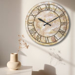 Archaic Marble Print Wall Clock Große Wanduhr<br><div class="desc">Klassische Marmortextur mit klassischen römischen Ziffern.</div>
