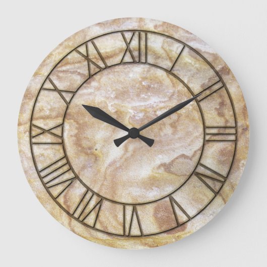 Archaic Marble Print Wall Clock Große Wanduhr (Vorderseite)