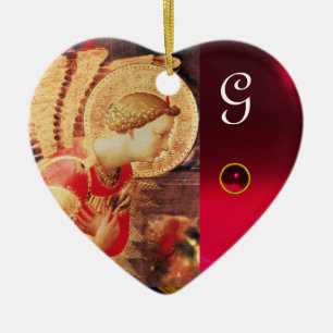 ARCHANGEL GABRIE Heart Gemstone Monogramm Keramik Ornament