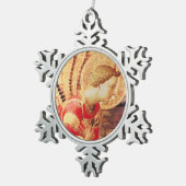 ARCHANGEL GABRIEL IN ROT UND GOLD SCHNEEFLOCKEN Zinn-Ornament (Rechts)