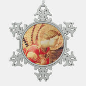 ARCHANGEL GABRIEL IN ROT UND GOLD SCHNEEFLOCKEN Zinn-Ornament (Vorderseite)