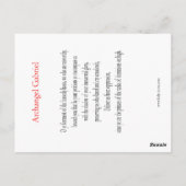 Archangel Gabriel Prayer Card Postkarte (Rückseite)