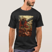 Archangel Michael besiegt Demon in Feuer T-Shirt (Vorderseite)