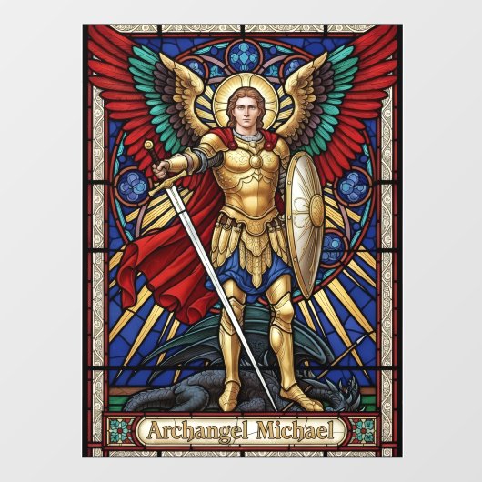 Archangel Michael - Colorful Stained Glass Angel Fensteraufkleber (Blatt)
