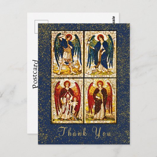 Archangel Michael Gold Glitzer Navy Blue Vielen Da Postkarte (Vorne/Hinten)