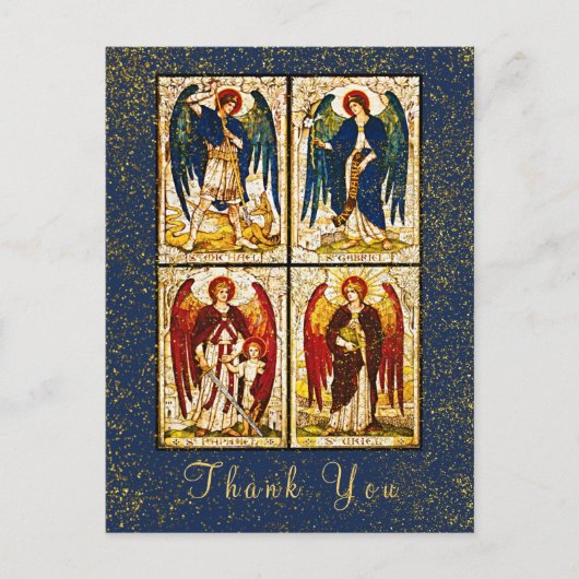 Archangel Michael Gold Glitzer Navy Blue Vielen Da Postkarte (Vorderseite)