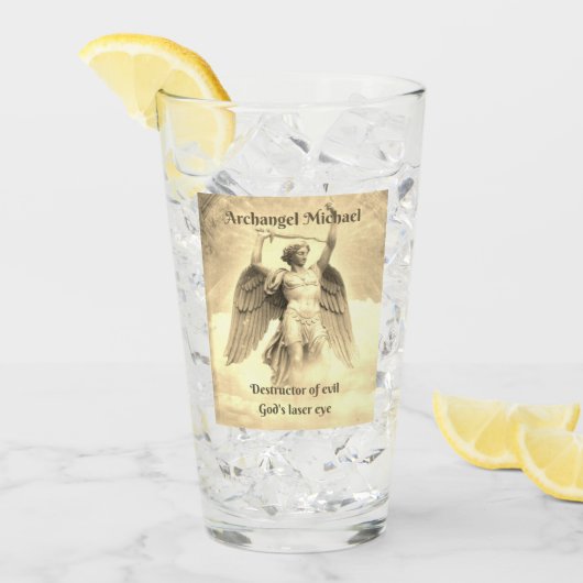 Archangel Michael Gottes Laser-Augengelb-Glasbeche Glas (Vorderseite Ice)