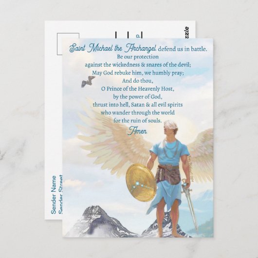 Archangel Michael Protection Courage Blue Gebet Postkarte (Vorne/Hinten)