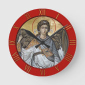 Archangel Michael Runde Wanduhr (Vorderseite)