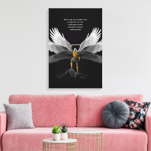 Archangel Michael   Six Winged Warrior im Art Noir Leinwanddruck