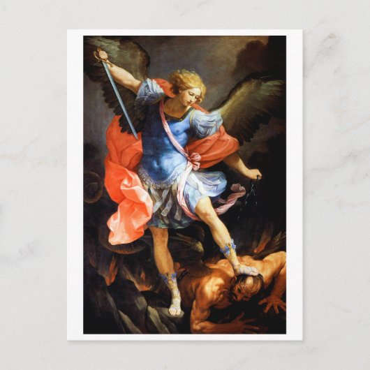 Archangel Michael tramples Satan, Guido Reni Postkarte (Vorderseite)
