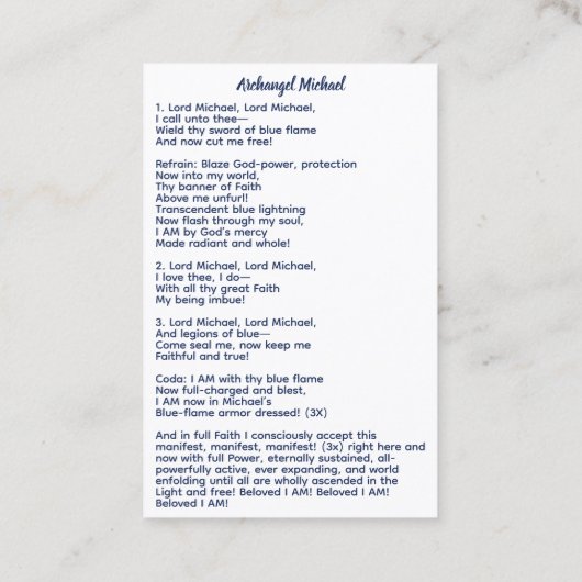 Archangel Michael Visitenkarte (Rückseite)