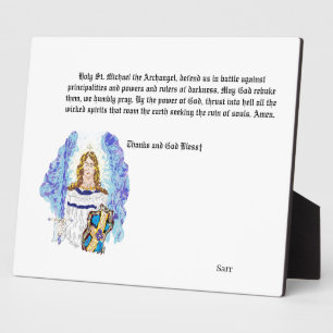 Archangel Micheal mit Gebet Fotoplatte