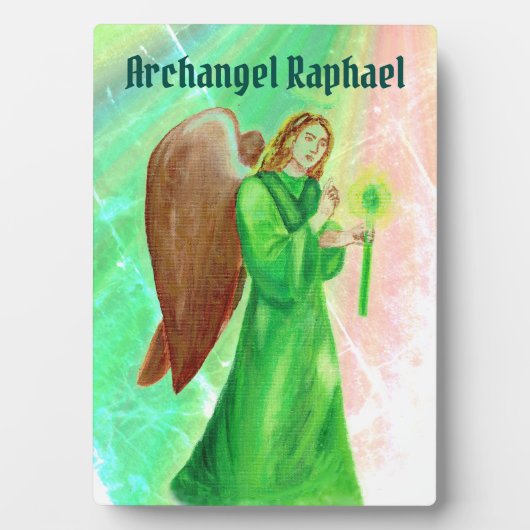 Archangel Raphael Display Plaque w/easel Fotoplatte (Vorderseite)