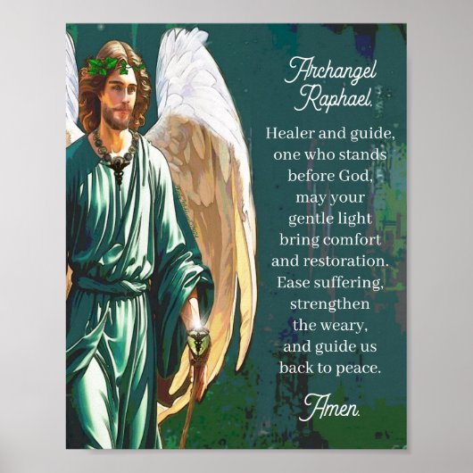 Archangel Raphael Healing Prayer Wall Art Print Poster (Vorne)