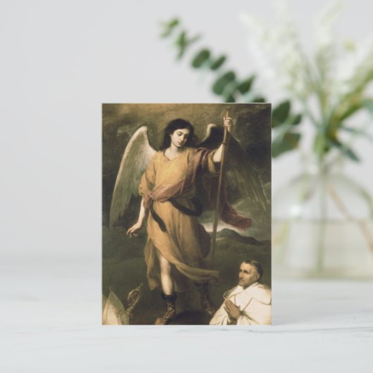 Archangel Raphael mit Bischof Domonte Postkarte (Stehend Vorderseite)