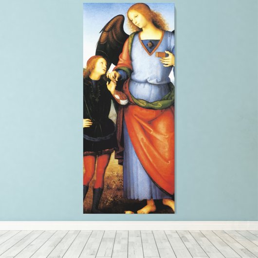 Archangel Raphael mit Tobias Leinwanddruck (Insitu (Holzboden))