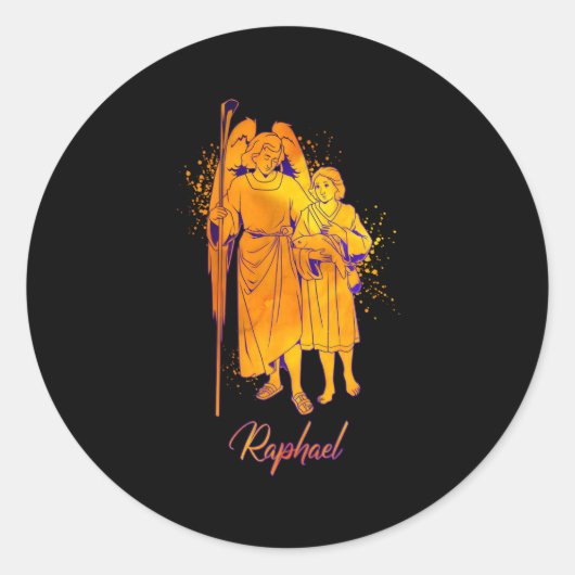 Archangel Raphael Runder Aufkleber (Vorderseite)