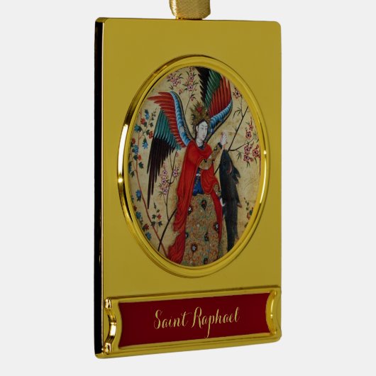 ARCHANGEL RAPHAEL UND FISCHPARKPLATZ Banner-Ornament GOLD (Rechts)