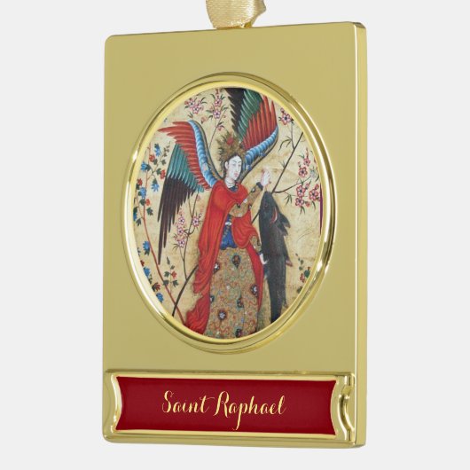 ARCHANGEL RAPHAEL UND FISCHPARKPLATZ Banner-Ornament GOLD (Links)