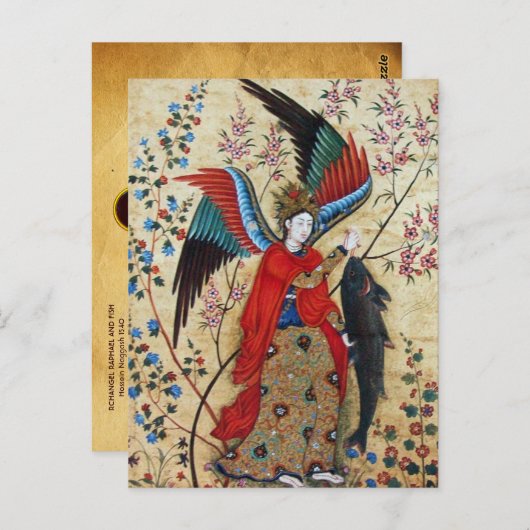 ARCHANGEL RAPHAEL UND FISCHPARKPLATZ POSTKARTE (Vorne/Hinten)