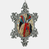 ARCHANGEL RAPHAEL UND FISCHPARKPLATZ SCHNEEFLOCKEN Zinn-Ornament (Links)