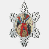 ARCHANGEL RAPHAEL UND FISCHPARKPLATZ SCHNEEFLOCKEN Zinn-Ornament (Rechts)