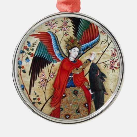 ARCHANGEL RAPHAEL UND FISCHPARKPLATZ SILBERNES ORNAMENT (Vorne)