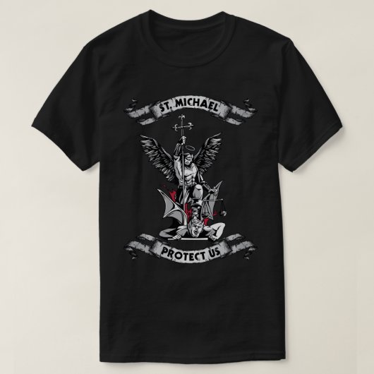 Archangel Saint Michael Protect Us Defend Us Long T-Shirt (Design vorne)