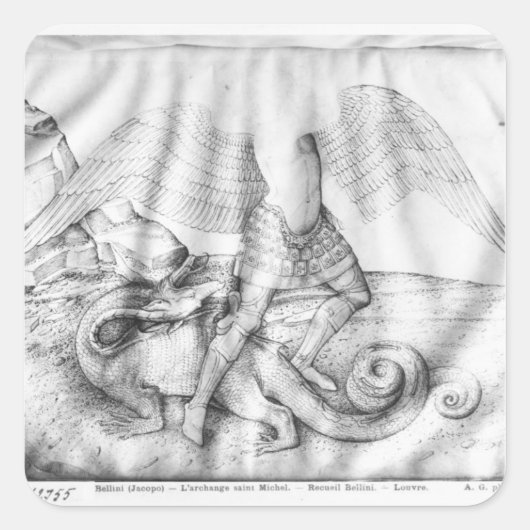 Archangel St. Michael, c.1450 Quadratischer Aufkleber (Vorderseite)