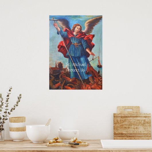Archangel St. Michael Protect Us Poster (Küche)