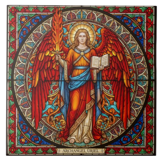 Archangel Uriel Angel of Wisdom & Illumination Fliese (Vorderseite)