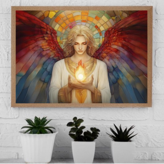 Archangel Uriel Die Flamme Gottes Rainbow Mosaik Poster