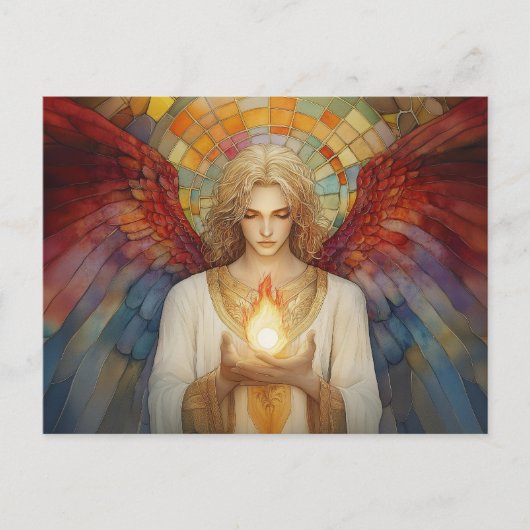 Archangel Uriel Die Flamme Gottes Rainbow Mosaik Postkarte (Vorderseite)