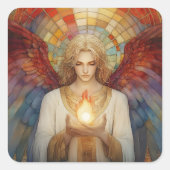 Archangel Uriel Die Flamme Gottes Rainbow Mosaik Quadratischer Aufkleber (Vorderseite)