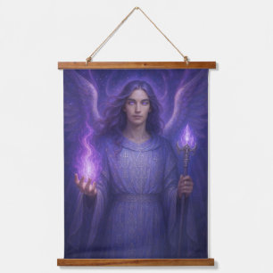 Archangel Zadkiel - Wächter der Violetflame Wandteppich Mit Holzrahmen