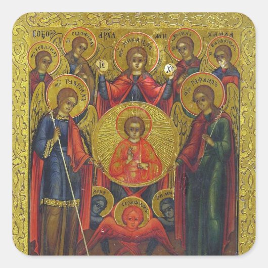 Archangels Orthodox Christliches Byzantinisches Sy Quadratischer Aufkleber (Vorderseite)